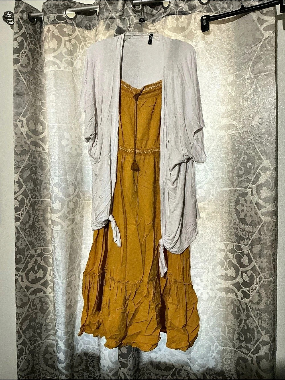 Old Navy Swiss Dot Midi Dress Women's Maxi Dress Yellow XL